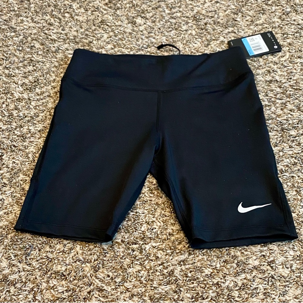 New Nike Dri-Fit Black Tight Fit Running Fast Shorts Mid Rise M CJ2373-010